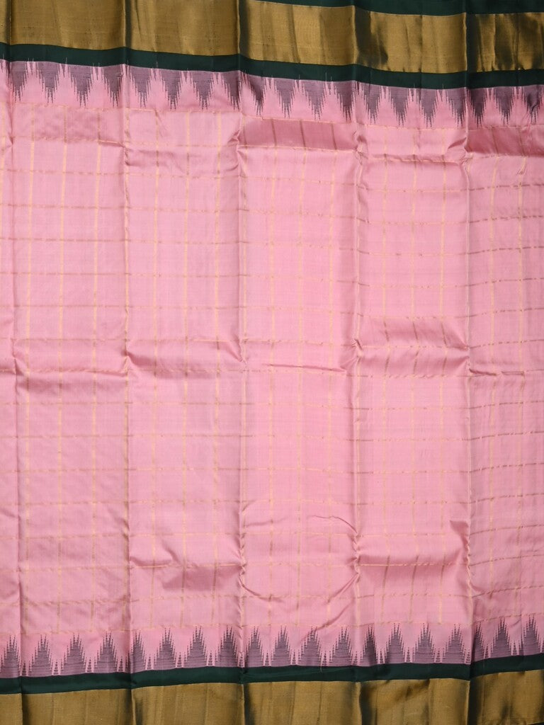 Gadwal pattu saree baby pink color allover zari weaves & kanchi border with rich pallu and contrast plain blouse