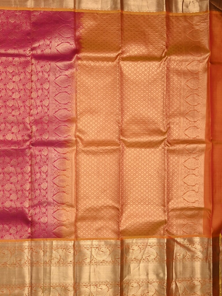 Kanchi pattu saree pink color allover zari weaves & kanchi border with rich pallu and contrast blouse