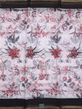 Kota fancy fancy saree white color allover prints & zari border with printed pallu and contrast plain blouse