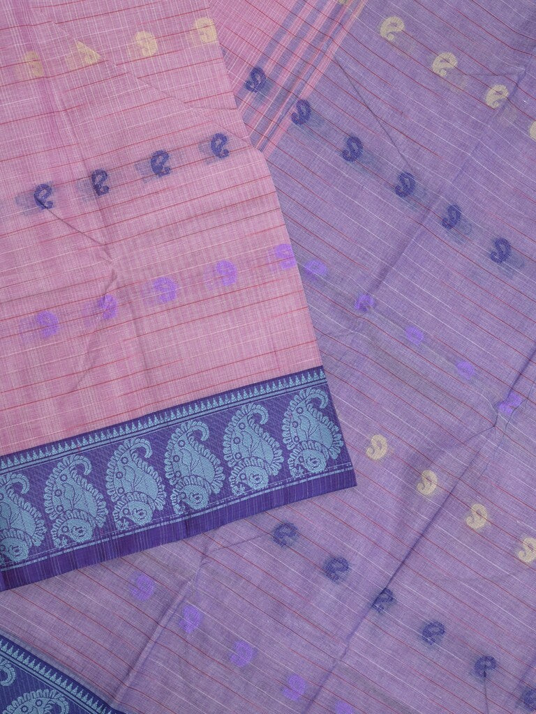 Dhaka cotton saree in purple color allover motifs with contrast pallu