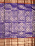 Kanchi pattu saree navy blue color allover zari weaves & kanchi border with rich pallu and contrast blouse