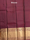 Kanchi pattu saree dark blue color allover zari weaves & kanchi border with rich pallu and contrast blouse