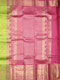 Kanchi pattu saree parrot green color allover zari weaves & kanchi border with rich pallu and contrast blouse