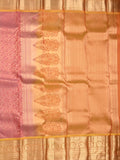 Kanchi pattu saree light pink color allover zari weaves & kanchi border with rich pallu and contrast blouse