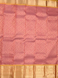 Kanchi pattu saree light pink color allover zari weaves & kanchi border with rich pallu and contrast blouse