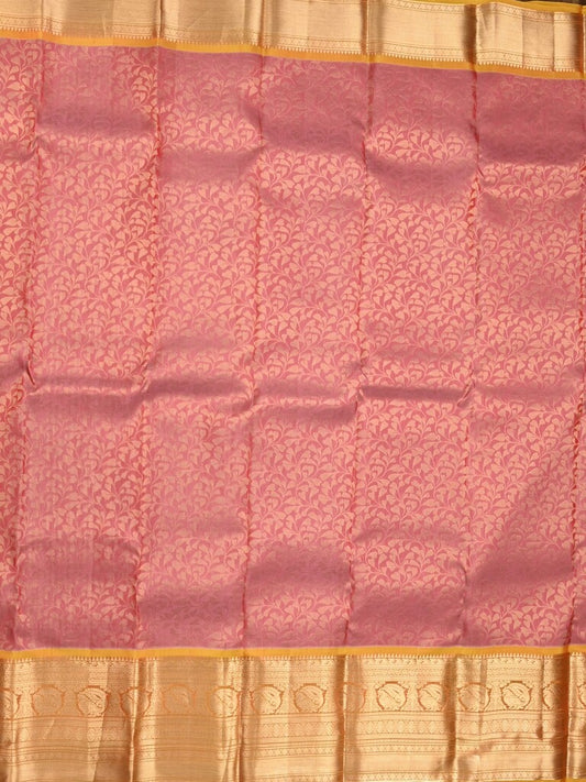 Kanchi pattu saree light pink color allover zari weaves & kanchi border with rich pallu and contrast blouse