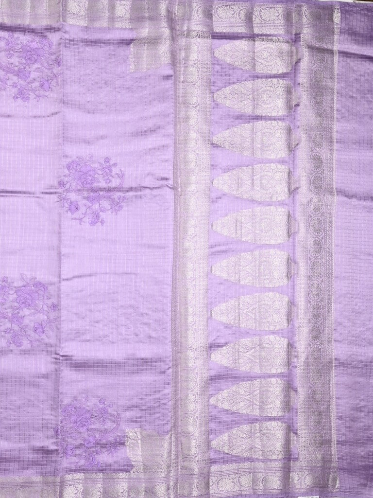 Raw mango pattu saree lavender color allover zari weaves & zari border with zari pallu and self blouse