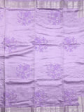 Raw mango pattu saree lavender color allover zari weaves & zari border with zari pallu and self blouse