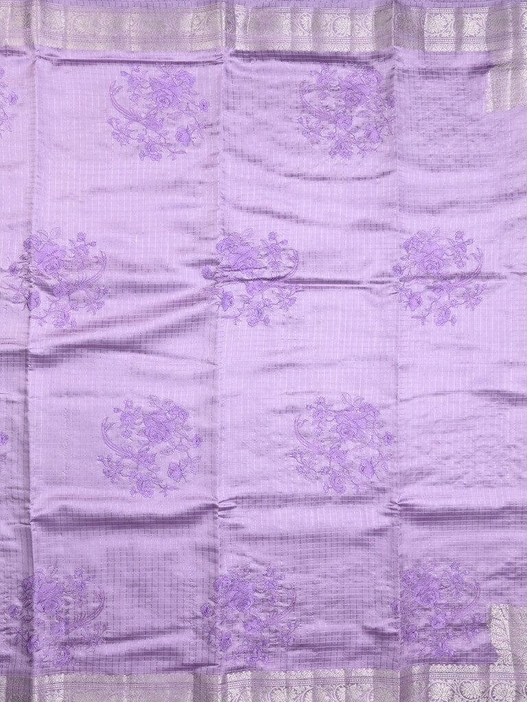 Raw mango pattu saree lavender color allover zari weaves & zari border with zari pallu and self blouse