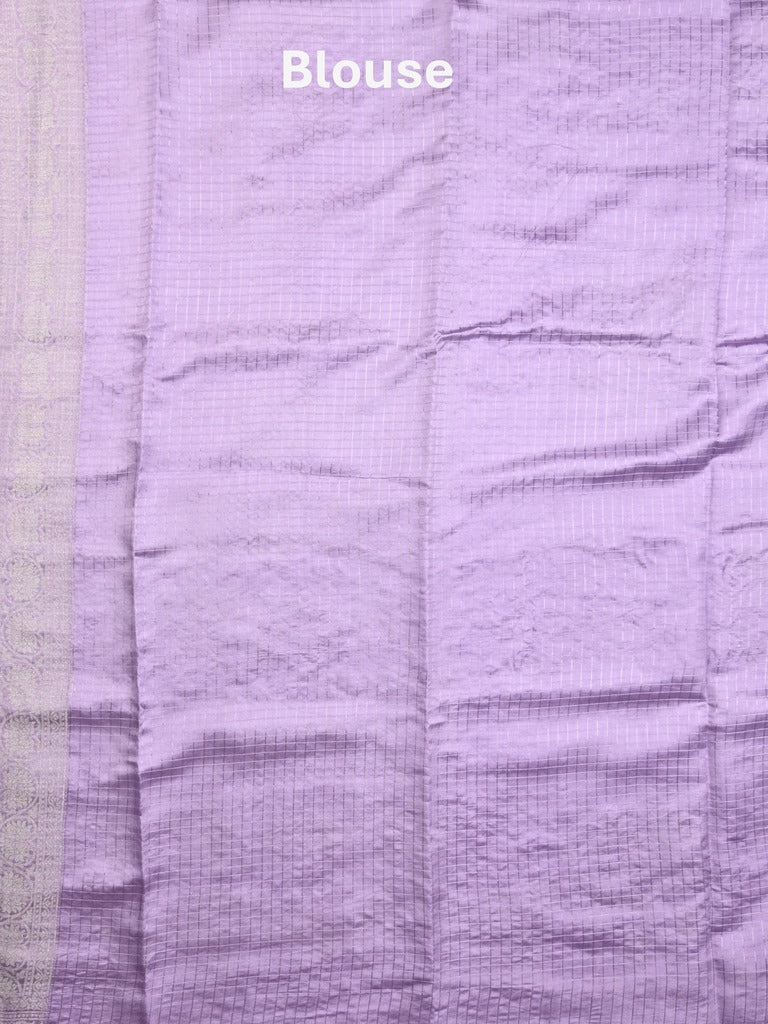 Raw mango pattu saree lavender color allover zari weaves & zari border with zari pallu and self blouse