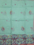 Kota fancy fancy saree lux green color allover prints & zari border with printed pallu and contrast plain blouse