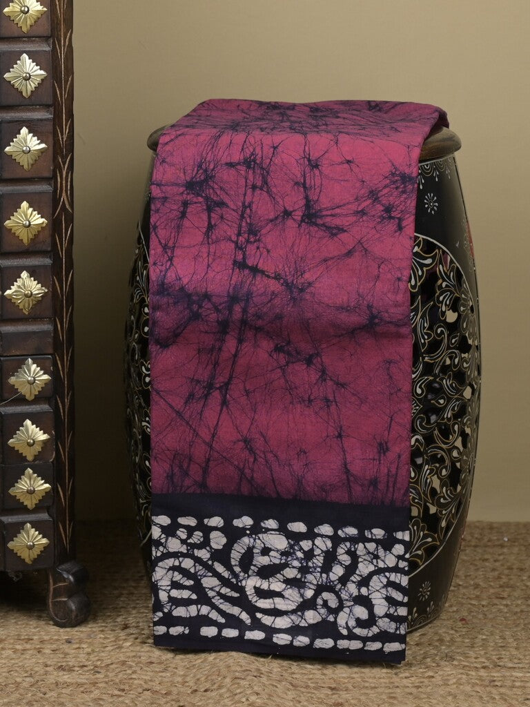 Maheswari cotton saree in wine color with contrast pallu and attached plain blouse