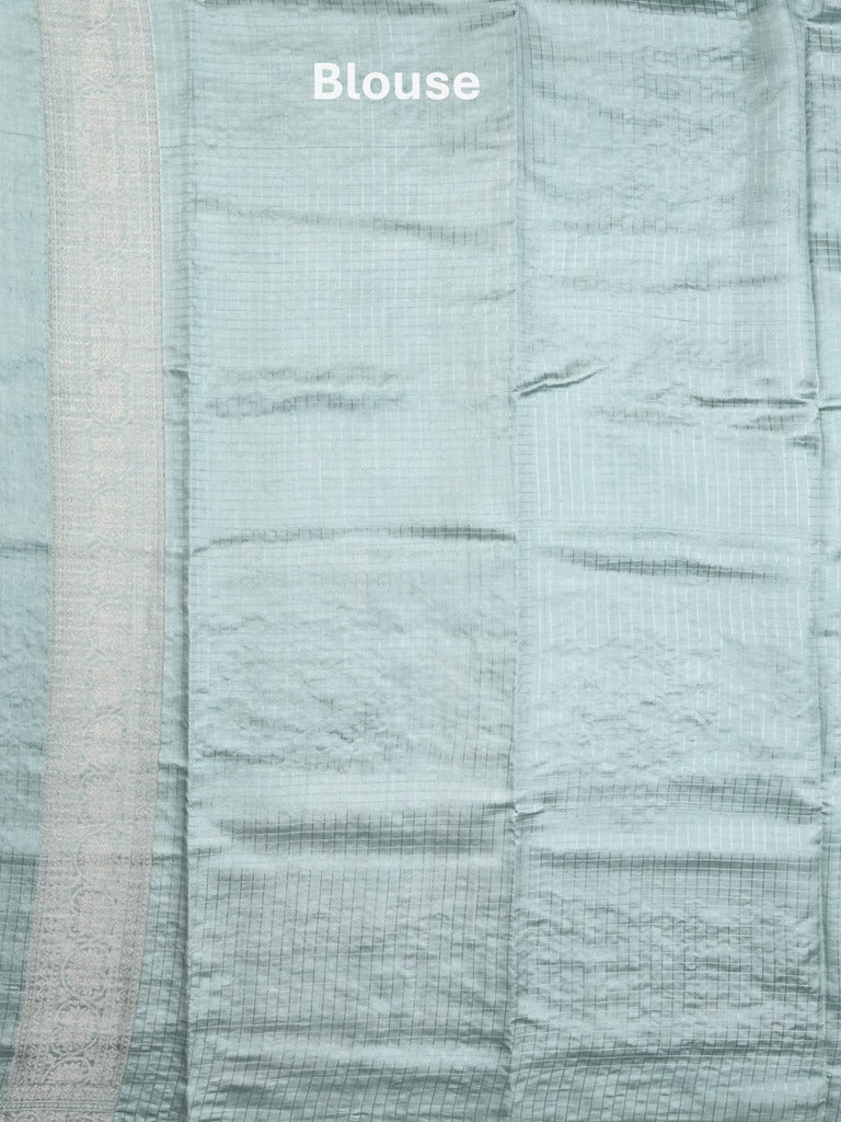 Raw mango pattu saree sky blue color allover zari weaves & zari border with zari pallu and self blouse