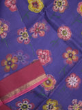 Kota fancy fancy saree royal blue color allover prints & zari border with printed pallu and contrast plain blouse