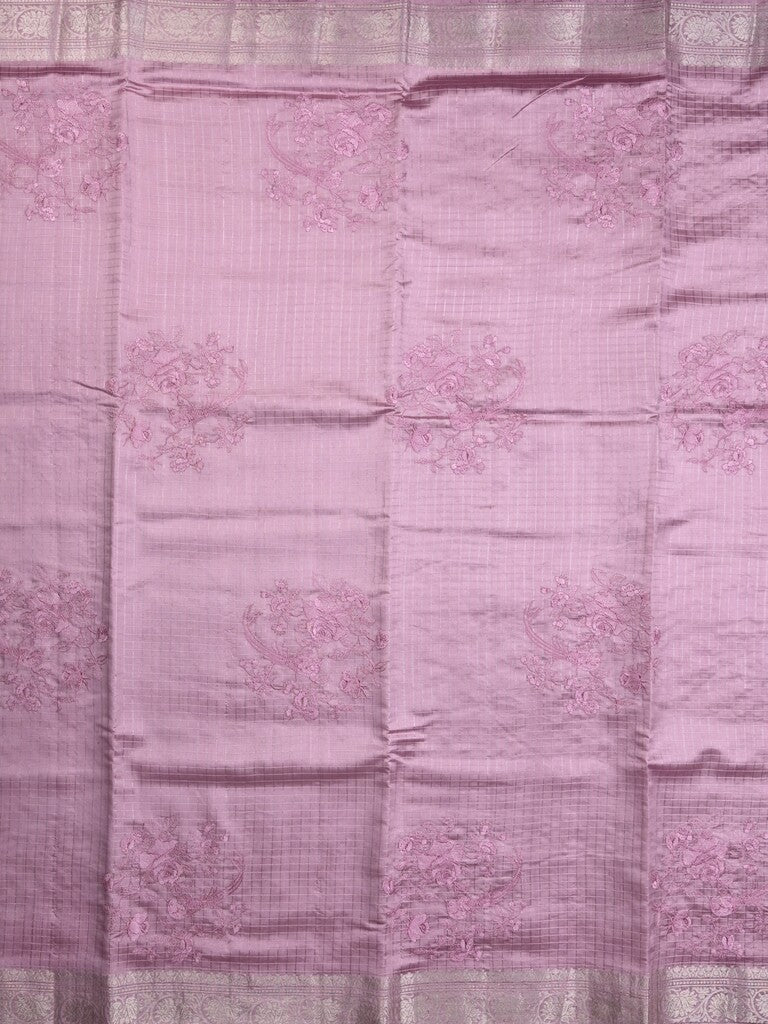 Raw mango pattu saree purple color allover zari weaves & zari border with zari pallu and self blouse