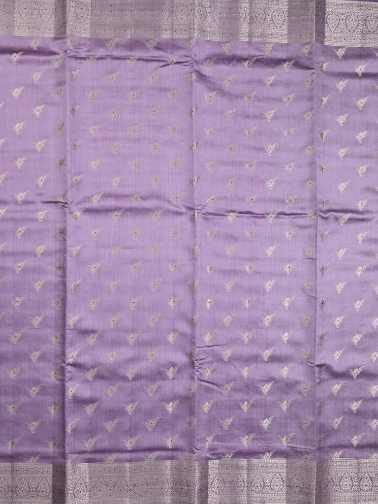 Raw mango pattu saree lavender color allover zari motifs & zari border with zari pallu and brocade blouse
