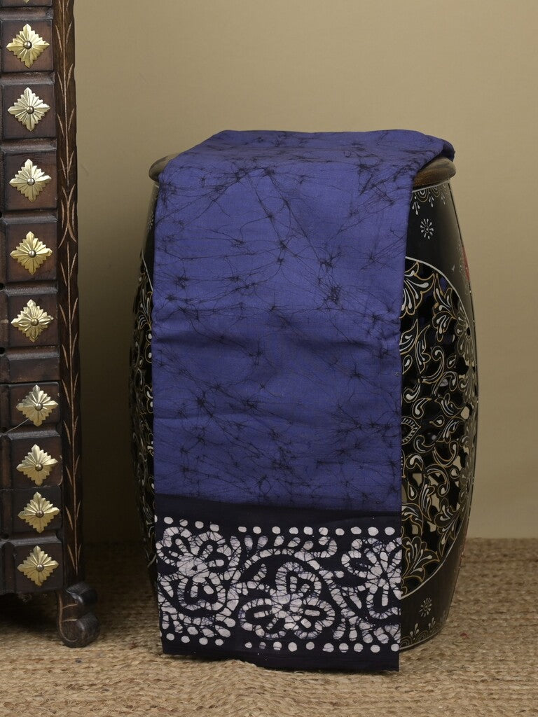 Maheswari cotton saree in dark blue color with contrast pallu and attached plain blouse