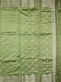 Raw mango pattu saree parrot green color allover zari motifs & zari border with zari pallu and brocade blouse