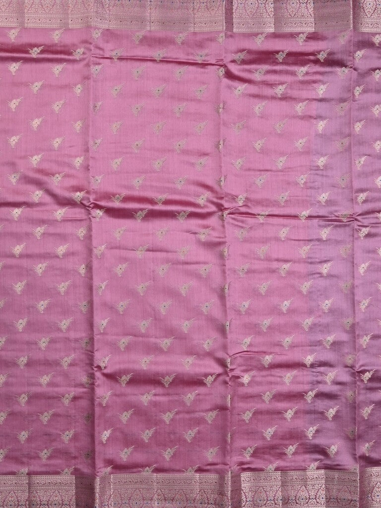 Raw mango pattu saree purple color allover zari motifs & zari border with zari pallu and brocade blouse