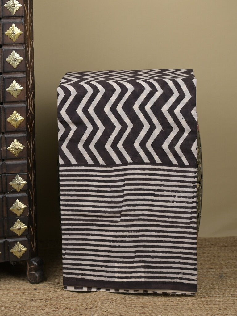 Maheswari fancy saree in white color with pallu and attached printed blouse