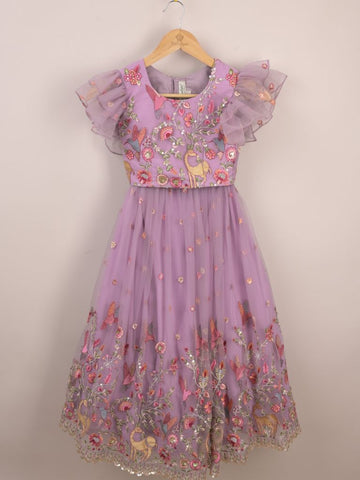 Kids designer lehenga Set | pastel purple | party wear | 8-9 years