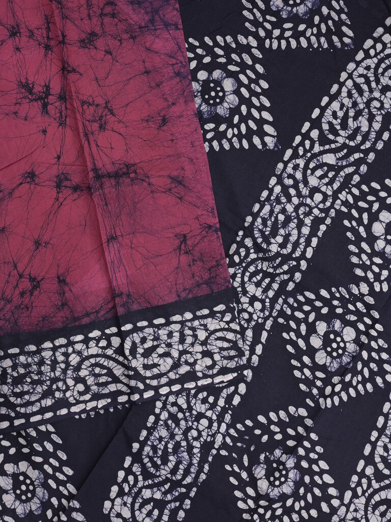 Maheswari cotton saree in wine color with contrast pallu and attached plain blouse