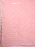 Pure georgette fancy saree baby pink color allover zari motifs & zari border with rich pallu and plain blouse