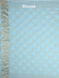 Pure georgette fancy saree light blue color allover zari motifs & zari border with rich pallu and plain blouse