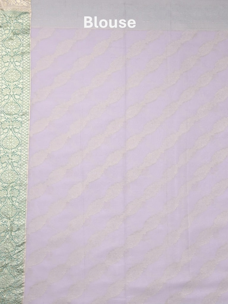 Pure georgette fancy saree pastel purple color allover zari motifs & zari border with rich pallu and plain blouse
