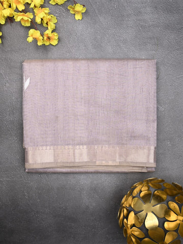 Chanderi fancy saree light lavender color allover prints & zari border with short pallu and plain blouse