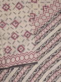 Maheswari fancy saree in cream color with pallu and attached printed blouse