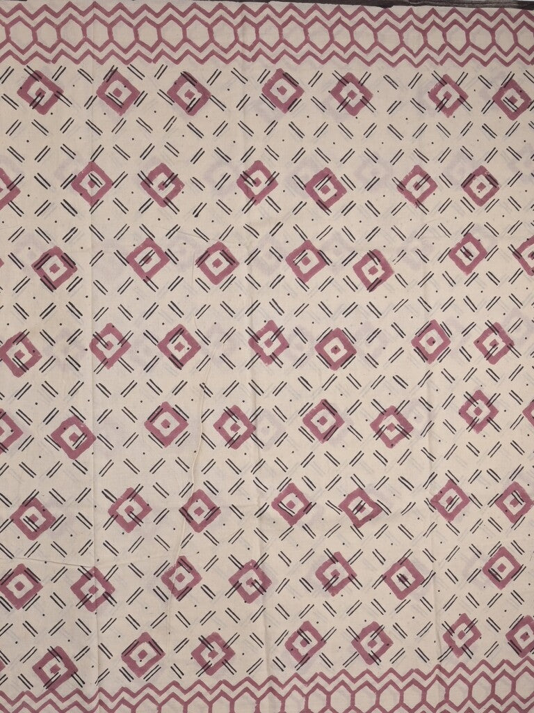 Maheswari fancy saree in cream color with pallu and attached printed blouse