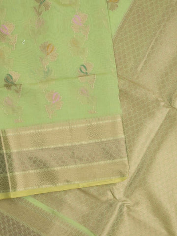 Chanderi fancy saree for women | light green | zari border | party wear