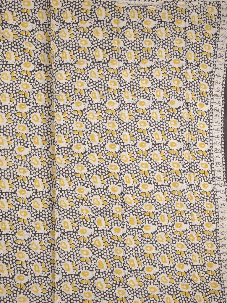 Maheswari fancy saree in white color with pallu and attached printed blouse
