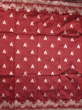 Raw silk fancy saree maroon color allover zari motifs & zari border with zari pallu and plain blouse