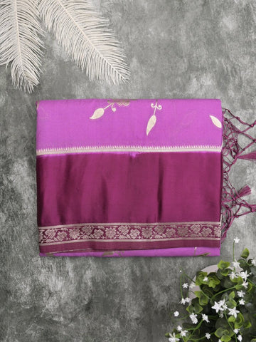 Georgette fancy saree for women | purple | floral weaving | party wear