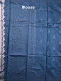 Raw silk fancy saree blue color allover zari motifs & zari border with zari pallu and plain blouse