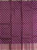 Dupion fancy saree in wine color allover zari motifs & zari border with zari pallu and contrast blouse