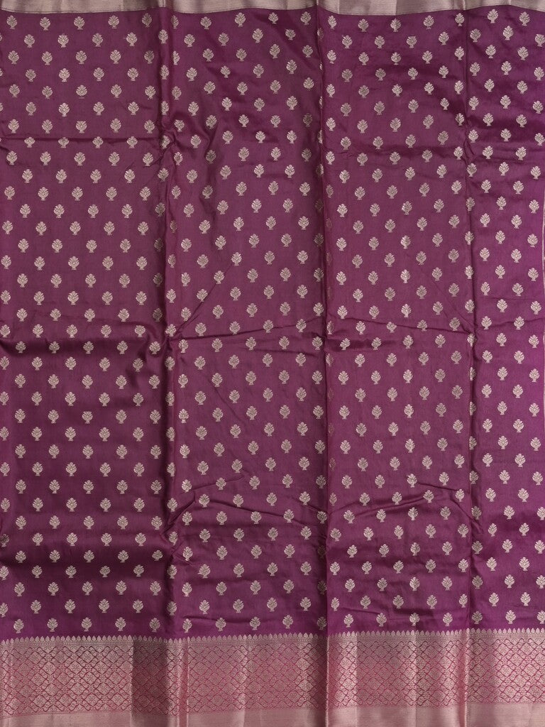 Dupion fancy saree in wine color allover zari motifs & zari border with zari pallu and contrast blouse