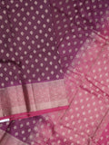 Dupion fancy saree in wine color allover zari motifs & zari border with zari pallu and contrast blouse