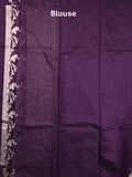 Raw silk fancy saree dark violet color allover zari motifs & zari border with zari pallu and plain blouse