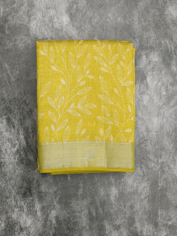 Dupion fancy saree for women | yellow | allover floral weaves | party wear