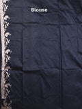 Raw silk fancy saree dark blue color allover zari motifs & zari border with zari pallu and plain blouse
