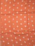 Georgette fancy saree orange color allover stripes & zari border with short pallu and self blouse