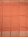 Georgette fancy saree orange color allover stripes & zari border with short pallu and self blouse