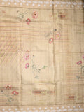 Tussar tissue fancy saree beige color allover prints & embroidery border with short pallu and plain blouse