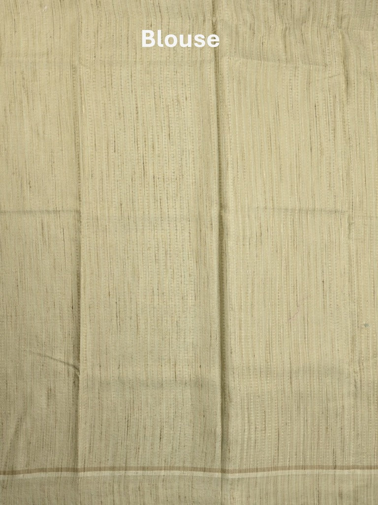 Tussar tissue fancy saree light pastel green color allover prints & embroidery border with short pallu and plain blouse