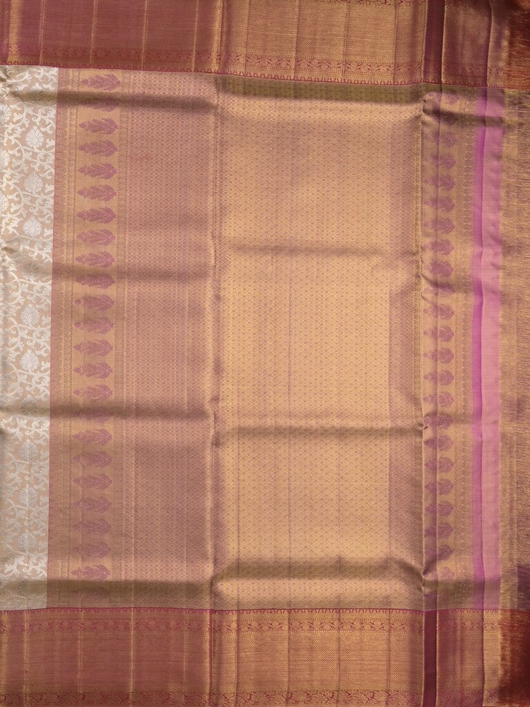 Traditional bridal kanchi tissue pattu saree in cream color with allover rich zari weaves