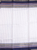 Kota fancy fancy saree white & blue color allover prints & zari border with printed pallu and printed blouse