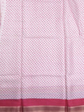 Kota fancy fancy saree white & pink color allover prints & zari border with printed pallu and printed blouse